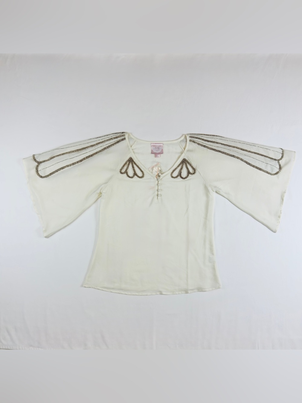 RARE Y2K Romeo & Juliet Couture Ivory Beaded Angel Wing Blouse NWT Size